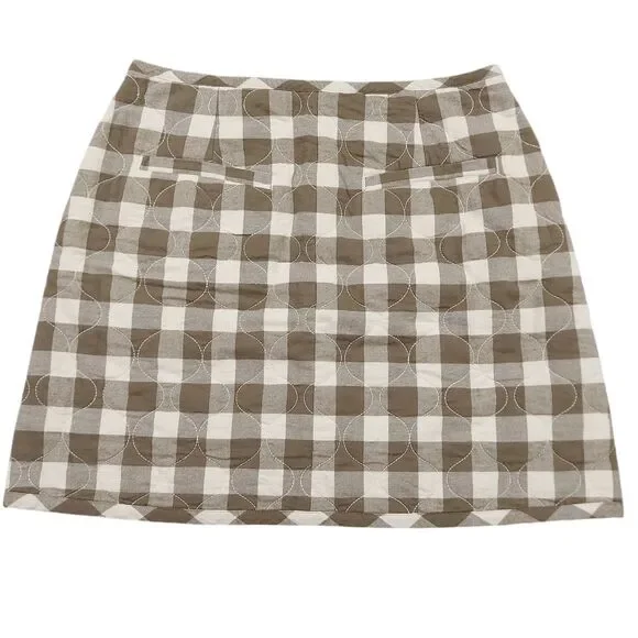 Madewell Flannel Mini Skirt Womens 6 Green Gingham Check Quilted Button Cotton - Picture 6 of 10